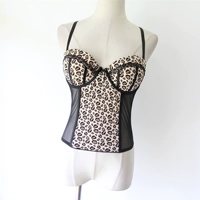 S-39 không trở lại mà không thay đổi lưới polyester leopard tattoo sex đoạn ngắn áo nhựa eo eo xương trang phục áo định hình nam 