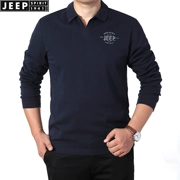 JEEP Áo thun dài tay cho nam Jeep Loose 2019 Mùa thu kinh doanh Casual ve áo nhỏ cổ chữ V Áo dày nam trung niên mặc - Áo phông dài