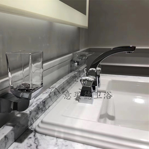 German meritocratic hardware square positive series three-hole face basin tap crystal handle TFD20710911-00 contemporary