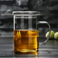 Dày chịu nhiệt cốc thủy tinh trong suốt cup với xử lý văn phòng cup coffee cup với nắp người đàn ông đơn giản của cup