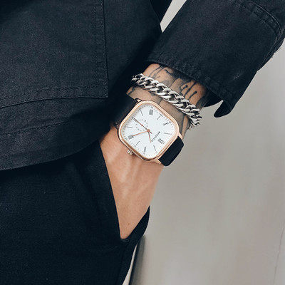 Student Male 2023 New Junior High School Trend Simple Youth Square Belt Quartz Men's Watch_voghion.com