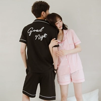 Vài bộ đồ ngủ phụ nữ mùa hè phù hợp với ngắn tay cotton hai mảnh Hàn Quốc phiên bản của màu rắn đơn giản sinh viên dịch vụ nhà người đàn ông mùa hè bộ bông ấp áp mùa đông nam nữ