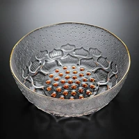 Lotus Glass Tea Wash Crystal Glass Bowl Nhật Bản Sáng tạo Lotus Hammer Cotton Tea Fruit Fruit Salad lớn - Trà sứ bình pha trà thủy tinh cao cấp