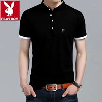 Áo thun nam tay ngắn mùa hè Quần áo nam cotton nửa tay nam đứng cổ áo xu hướng áo thun áo sơ mi polo giản dị - Áo phông ngắn áo phông nam có cổ