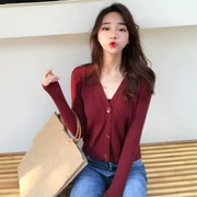 Mùa thu đông của phụ nữ phiên bản Hàn Quốc của áo len mới lười biếng áo gió màu rắn sang trọng áo len dài tay áo len