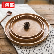 Phong cách nhật bản khay gỗ rắn vòng khay trà màu gỗ chai nước ấm trái cây bánh mì khay bàn ăn lớn tấm gỗ
