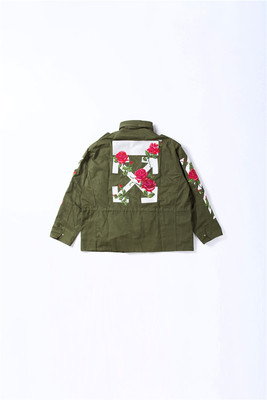 taobao agent Green jacket, trench coat, with embroidery, flowered