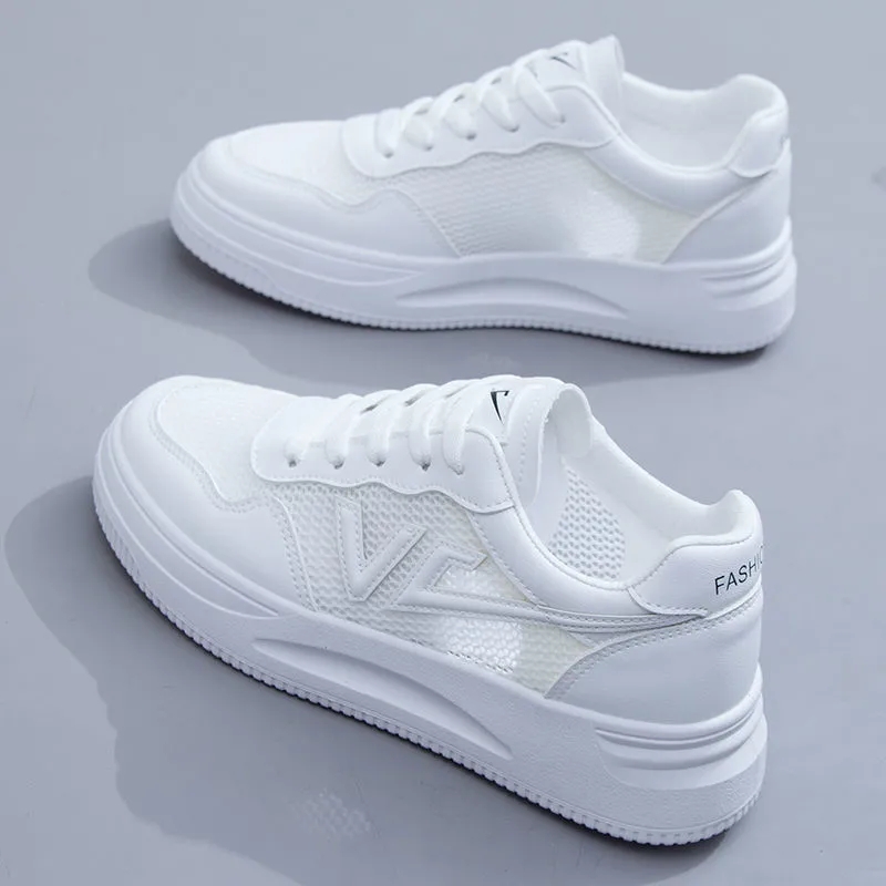 WhiteLittle white shoes Women's Shoes 2021 summer new pattern Versatile Hollow out ventilation  canvas motion skate shoes Net shoes Thin