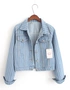 Nhật bản và Hàn Quốc mùa thu sọc mỏng màu sắc tương phản ve áo ngắn denim jacket new jacket jacket phụ nữ áo parka nữ