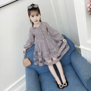 Váy bé gái mùa thu phiên bản Hàn Quốc của quần áo mùa xuân và mùa thu tay dài hoa nữ 2018 mới mùa thu nước ngoài trẻ em