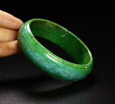 Украшения на руку 西周老绿松石镯子手镯纯手工打造雕工精细 品相完美内径61mm