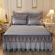 Váy ren châu Âu đơn mảnh chăn bông đệm giường đôi 1.8m Simmons bảo vệ bìa trượt màu rắn bìa giường - Váy Petti