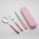 Чистый розовый [палочки для еды+ложка+вилка+коробка]