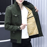 Áo khoác nam mùa thu đông mẫu xu hướng trẻ trung giản dị Hàn Quốc áo khoác cotton đẹp trai nam cộng với váy nhung mùa đông dày size lớn - Áo khoác
