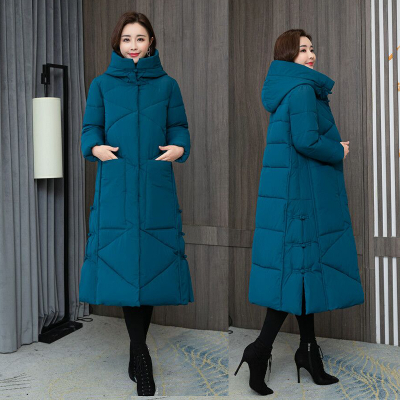 Blue2020 new pattern cotton-padded clothes female Middle aged and elderly Mother dress literature Retro easy Big size ethnic style have more cash than can be accounted for thickening loose coat