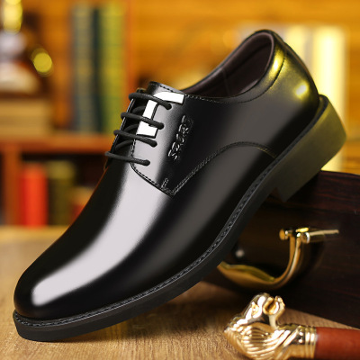 2021夏季新款皮鞋男商务正装真皮潮流英伦休闲百搭内增高透气男鞋
