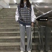 Жилет, трикотажная осенняя японская майка топ, ретро свитер для школьников, подходит для подростков