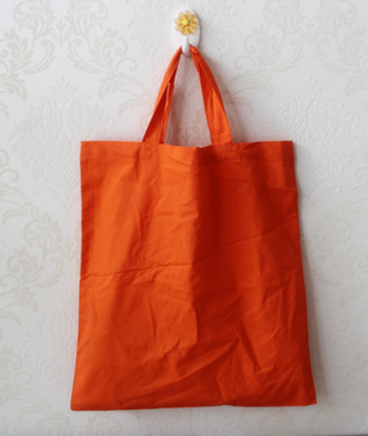 桔红色外贸日韩空白纯色帆布单肩包女袋棉手绘涂鸦手提包DIY环保购物袋
