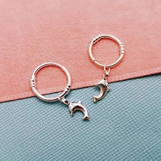 Серьги 正品999纯银儿童耳环女可爱公主女童学生小圆脸耳饰养耳朵防过敏
