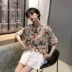 Mùa hè 2019 của nữ sinh Nhật Bản cô gái nhỏ tươi hoạt hình in áo sơ mi cổ tròn tay ngắn hoang dã - Cộng với kích thước quần áo quần baggy kaki nữ Cộng với kích thước quần áo
