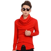 Mùa đông triều nam giả hai mảnh cổ áo đống cổ áo len mỏng dài tay cashmere áo len màu rắn áo thun cao cổ áo len