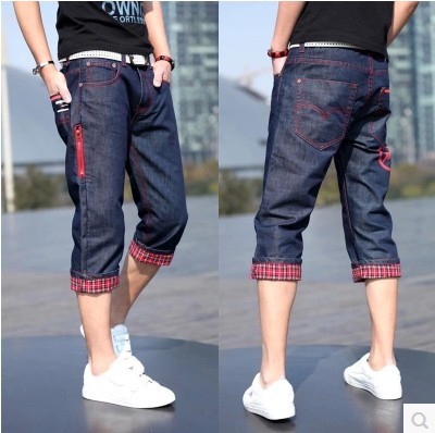 Mùa hè của nam giới năm sáu bảy tám điểm chín điểm jeans xu hướng thời trang denim giản dị quần short nam cắt quần ống túm Cao bồi