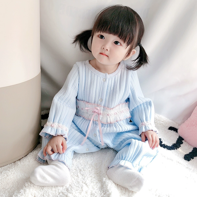 Quần áo trẻ em Hàn Quốc cho bé bộ đồ mùa xuân và mùa thu ấm áp Công chúa Harpy dễ thương trăng rằm quần áo nữ mùa thu - Áo liền quần