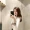 Retro Hàn Quốc chic màu tương phản sọc cổ áo ren đáy áo sơ mi mỏng phần dài tay áo thun áo len áo khoác cardigan nữ