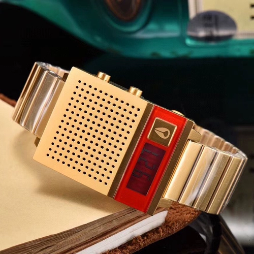 Nixon Nixon Golden Nixon Red Dial Dork Слишком ретро отчет Time Tide Digital Quartz Quartz Watches