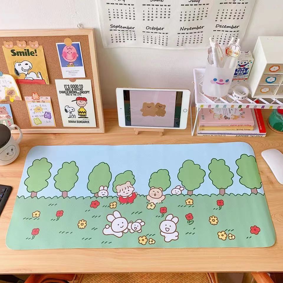 6. Happy RunningCartoon Soft sprout Bear Rabbit Table mat student dormitory Mouse pad computer Keyboard pad Table mat desk decorate female