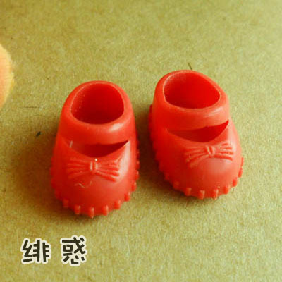 taobao agent Doll, cute red plastic footwear for leather shoes, 1pcs, 1.5cm