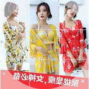 Phụ nữ Hàn Quốc bikini ba mảnh mùa xuân du lịch nóng bỏng áo phụ nữ ngực nhỏ tụ tập áo tắm gợi cảm bảo thủ - Bikinis