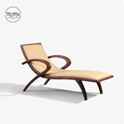 Gỗ óc chó Bắc Âu đen chaise longue ghế da tối giản ghế gỗ rắn đơn sofa thiết kế nội thất - Đồ nội thất thiết kế