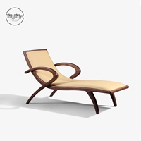 Gỗ óc chó Bắc Âu đen chaise longue ghế da tối giản ghế gỗ rắn đơn sofa thiết kế nội thất - Đồ nội thất thiết kế ghế sofa giá rẻ