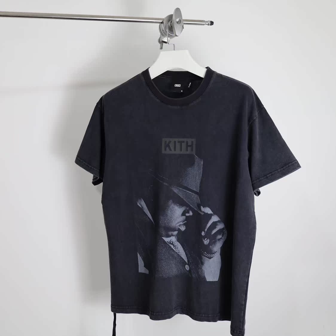 Formal HatkithB.I.G capsule legend Rap Hip hop singer Black child Wild-curl up washing Make old T-shirt Short sleeve