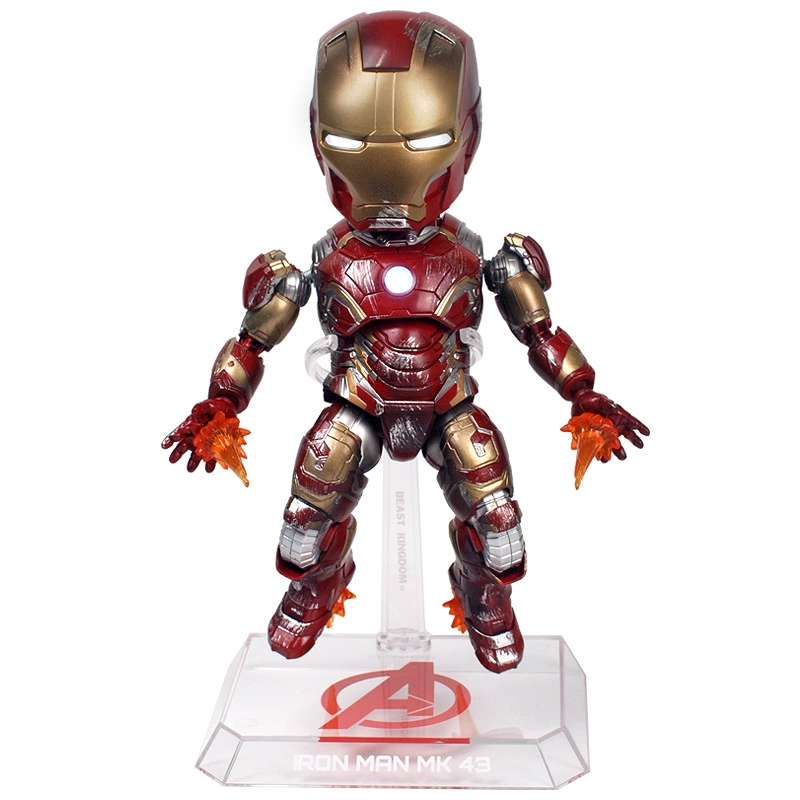 Marvel Chính hãng Beast Kingdom Kỷ niệm 10 năm Giới hạn Iron Man MARK43 Trận chiến bị hư hại Phiên bản Q Mô hình chạy bằng tay EAA-024 - Khác