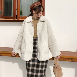 仿羊羔毛2019秋冬新羊剪绒大衣女毛衣一体韩版宽松大码中长款保暖