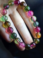 Украшения на руку 纯天然巴西老矿高档色碧玺手链正红正绿正蓝高贵典雅大方女款手链