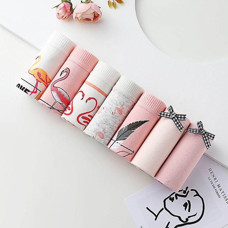 214205 # & 7-Pack & Cotton Girls-2b0underpants female summer ma'am Cotton girl pure cotton girl student solar system Big size No trace student Korean version lovely Sweet