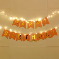 Флаг дня рождения розовый+2м медная нить свет 2