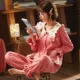 Bộ đồ ngủ nữ dài tay mùa xuân và mùa thu cotton mùa đông phiên bản Hàn Quốc kích thước lớn phần mỏng dễ thương quần áo nhà mùa hè hai bộ