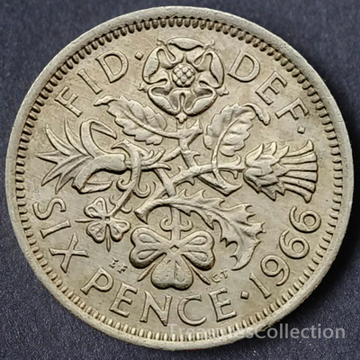 [英国6便士幸运币Lucky Coin19.3mm外国硬币钱币外币货币收藏真币]