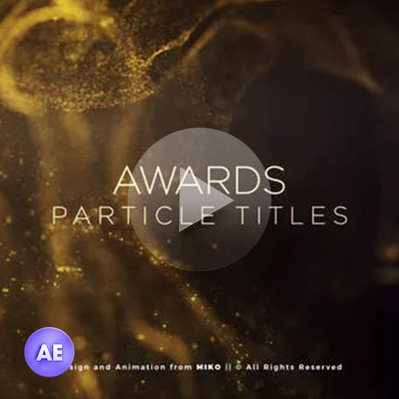 炫美金色粒子特效颁奖动画文字标题视频开场片头AE模板设计素材