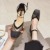 Dép nữ 2020 mới hoang dã Baotou cao gót đế bằng lưới sợi nữ giày mùa xuân và mùa hè cổ tích từ với giày La Mã - Sandal Sandal