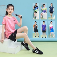 Li Ning quần áo cầu lông trẻ em phù hợp với nam và nữ sinh viên nhanh khô và thoáng khí thi đấu thể thao bóng bàn ngắn tay tùy chỉnh áo chống nắng mùa hè trẻ em