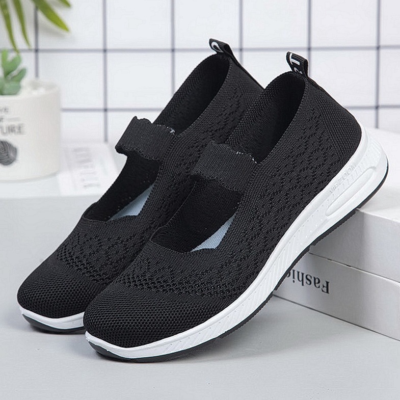BlackOld Beijing Sandals female spring and autumn Cloth shoes female Flying weaving ventilation Shallow mouth Mom shoes Flat bottom non-slip Middle aged and elderly Walking shoes