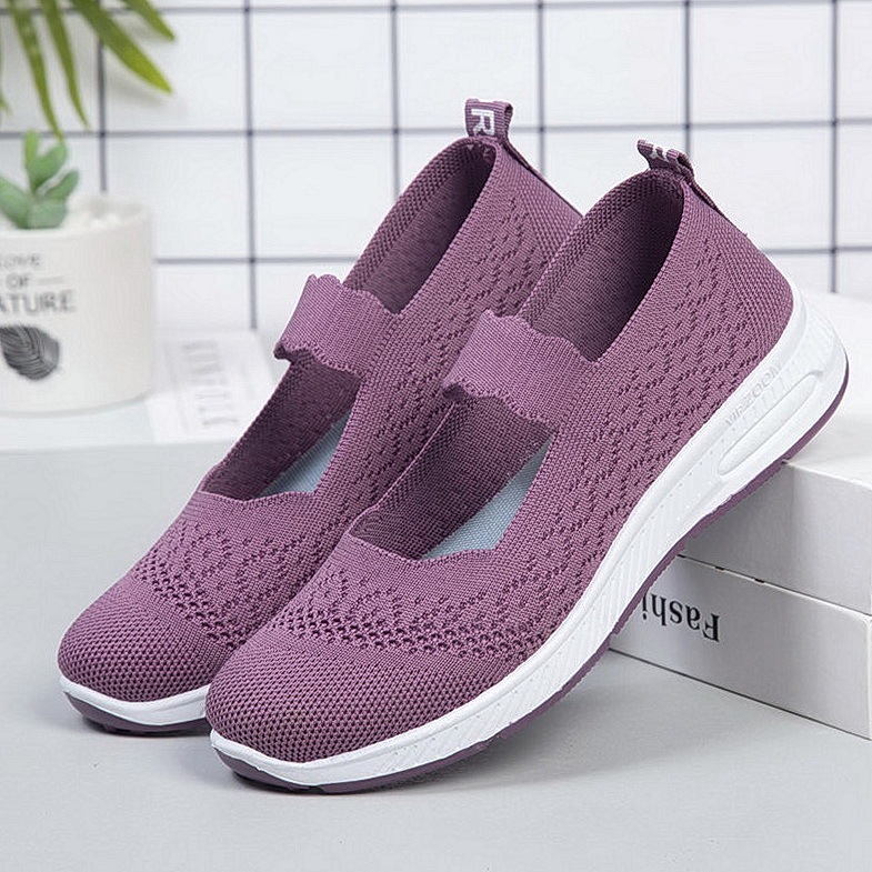 VioletOld Beijing Sandals female spring and autumn Cloth shoes female Flying weaving ventilation Shallow mouth Mom shoes Flat bottom non-slip Middle aged and elderly Walking shoes