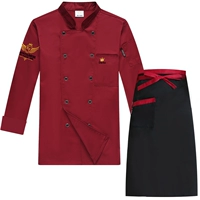 Бордовый лонгслив, черный фартук