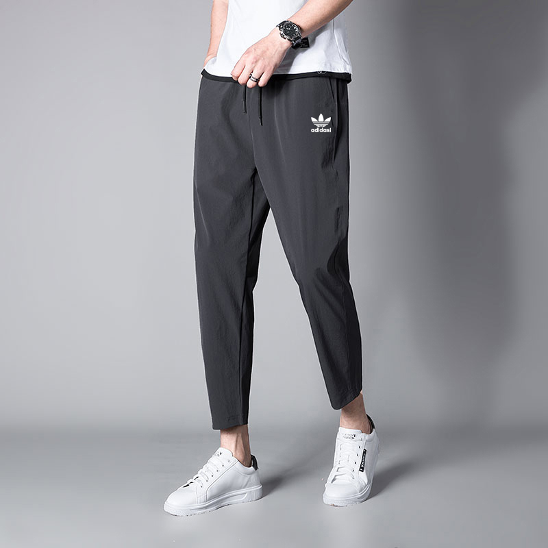 Sy1912 Dark Grey Flat Leg (Quick Drying Ice Silk Pants)Adidas Clover Special Offer Ninth pants male summer Thin motion Quick drying leisure time Self cultivation Tie one's feet trousers tide