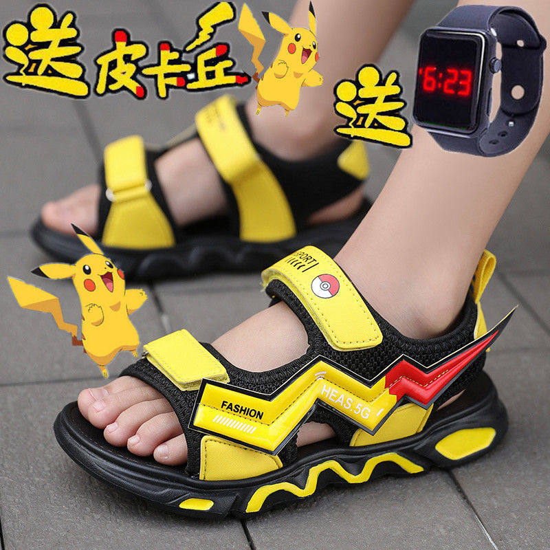 皮卡丘男童凉鞋新款夏季儿童防滑软底学生凉(热品库)